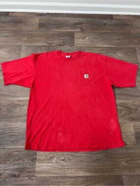 Vintage Carhartt oversized Red Pocket T-Shirt - Men's Crew Neck/A414